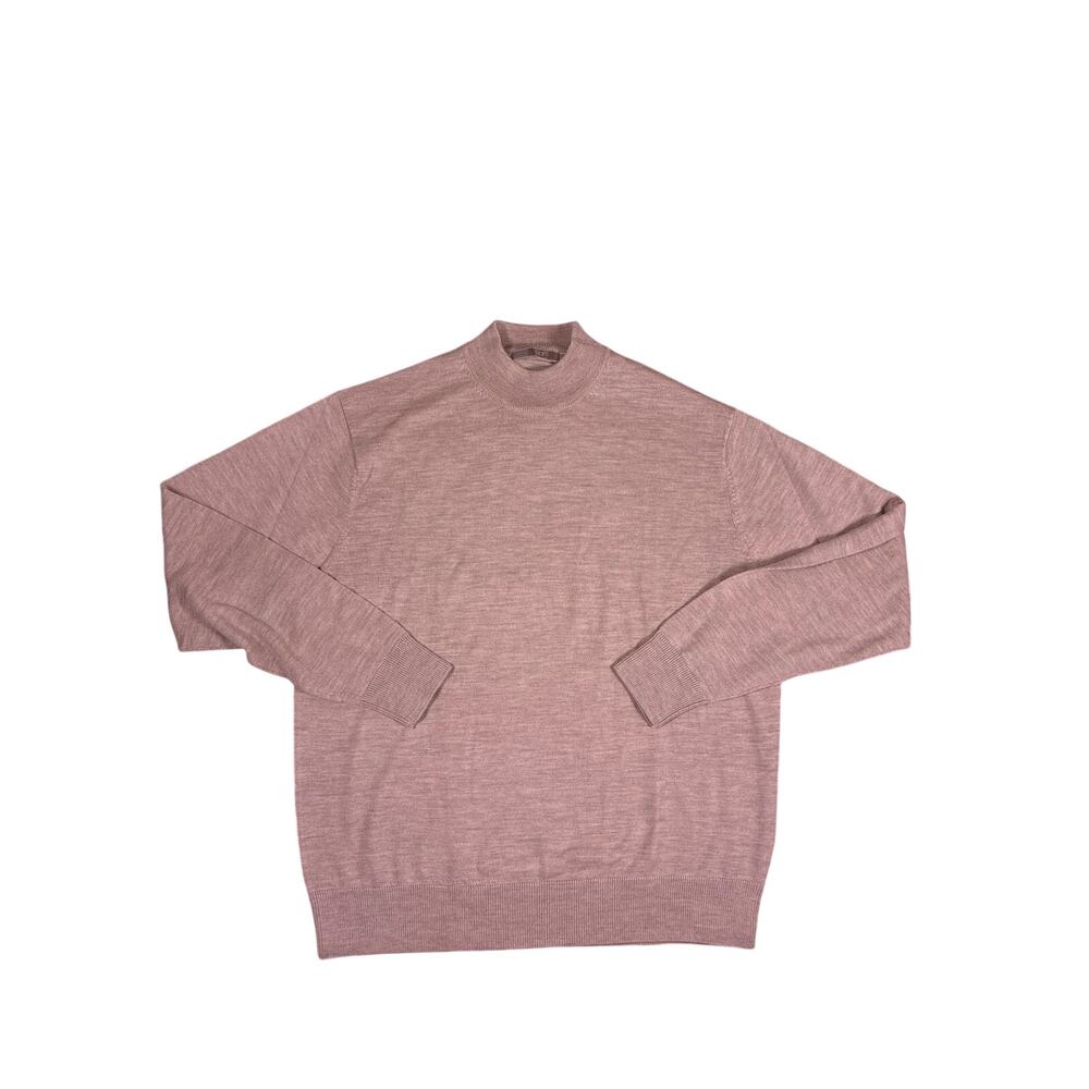 Raffi Merino Wool Sweater Mens Large Beige Tan High Neck Knit Pullover